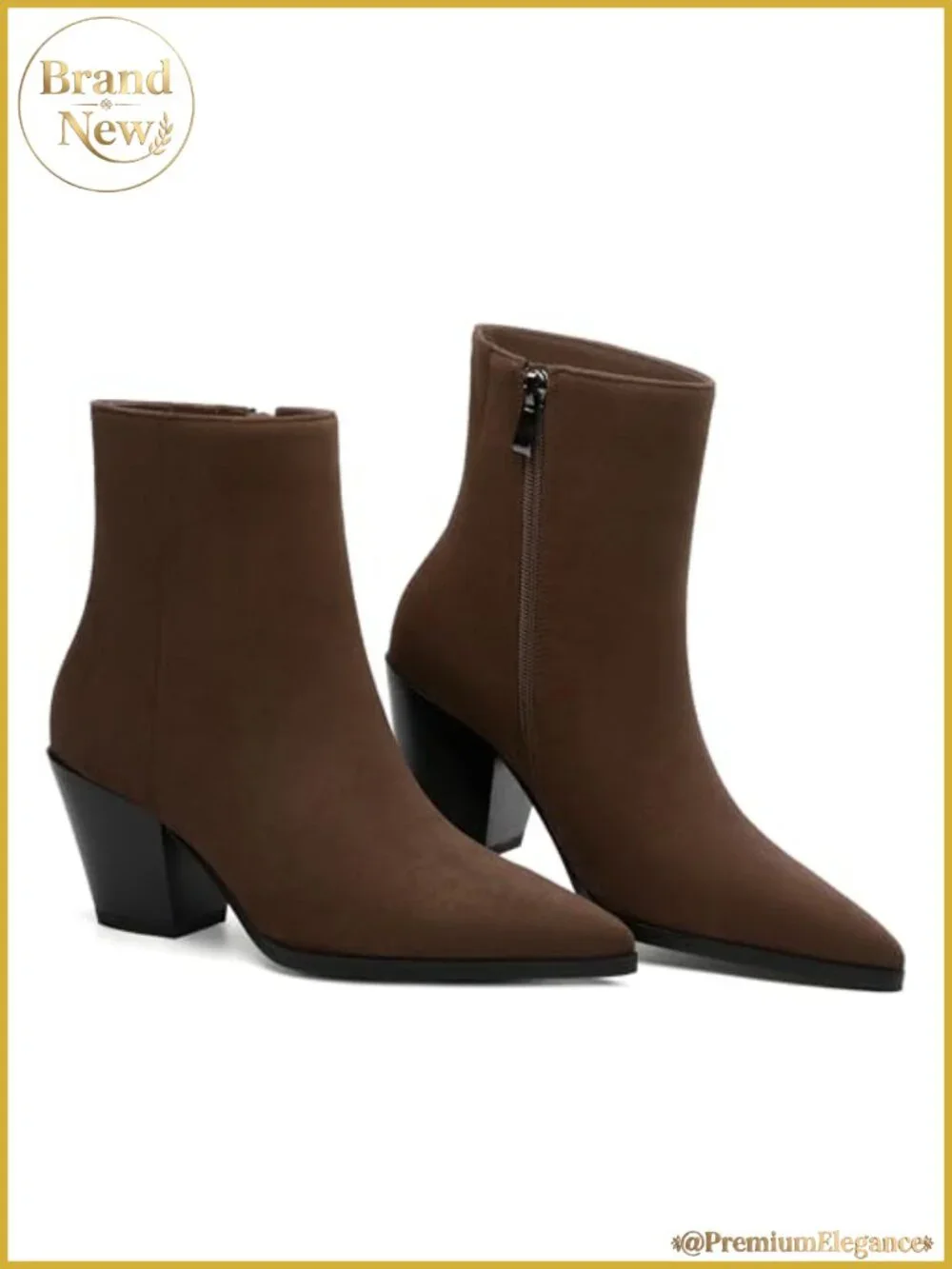 Womens Ankle Boots Chunky Low Heel Pointed Toe Heeled Booties Suede